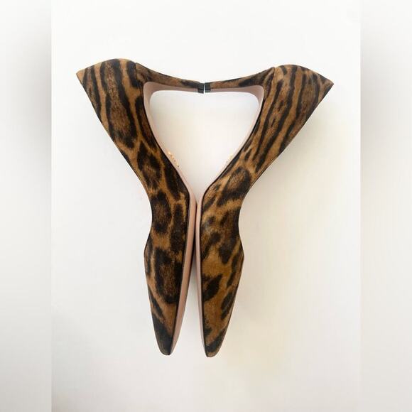 Prada Black Brown leather Calf Hair Leopard Print pointed toe pumps EU 39.5 - Picture 5 of 10